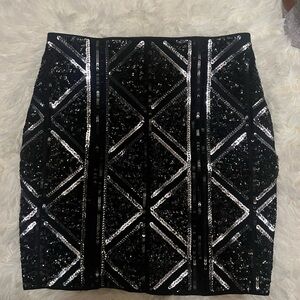 Express Black Sequin mini Skirt